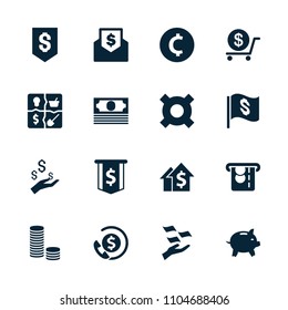 Dollar icon. collection of 16 dollar filled icons such as money on hand, coin, dolar growth, illustrgeneric currencyation. editable dollar icons for web and mobile.