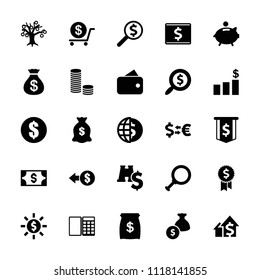 Dollar icon. collection of 25 dollar filled icons such as money sack, money sack, wallet, coin, piggy bank, dolar growth. editable dollar icons for web and mobile.