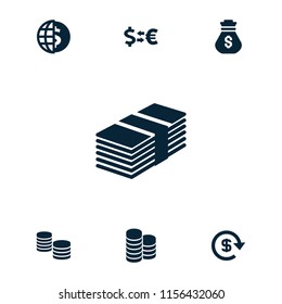Dollar icon. collection of 7 dollar filled icons such as money, money sack, money exchange. editable dollar icons for web and mobile.