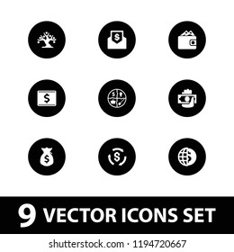Dollar icon. collection of 9 dollar filled icons such as money sack, wallet, marketing. editable dollar icons for web and mobile.