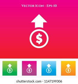 dollar up Icon in Colored Square box. eps-10