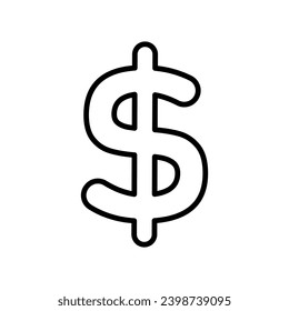 Dollar icon. Coloring book Black and white vector illustration.