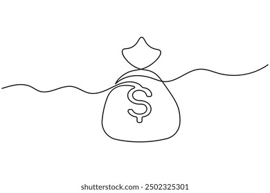 Dollar-Symbol durchgehende einzeilige Zeichnung des isolierten Umrisses Dollar-Zeichen-Vektorsymbol