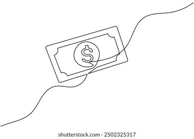 Dollar icon continuous one line drawing of isolated outline dollar sign vector icon