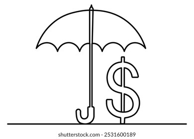 

Dollar icon continuous one line drawing with dollar sign outline vector illustration