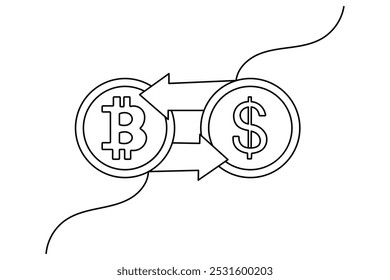 

Dollar icon continuous one line drawing with dollar sign outline vector illustration