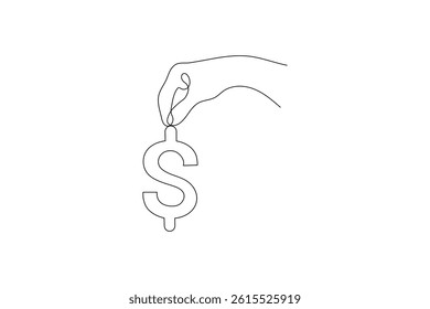 Dollar icon continuous one line drawing of isolated outline vector icon
