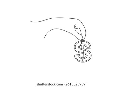 Dollar icon continuous one line drawing of isolated outline vector icon

