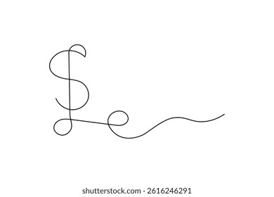 Dollar icon continuous one line art of outline vector drawing
