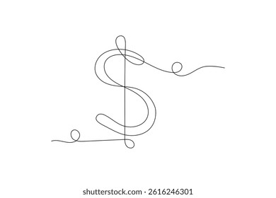 Dollar icon continuous one line art of outline vector drawing
