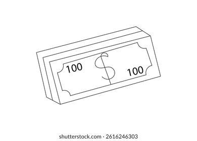 Dollar icon continuous one line art of outline vector drawing
