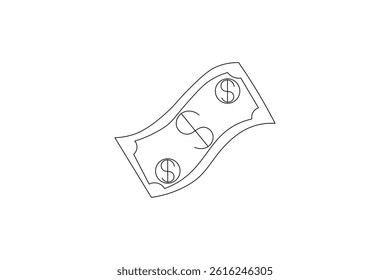 Dollar icon continuous one line art of outline vector drawing
