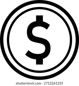 Dollar Symbol Währung Münze mit Geld Symbol, Finanzen Grafik und wirtschaftliche Wert Emblem für Finanzdesigns"