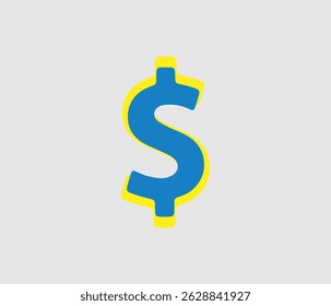 Diseño de diseño de icono de dólar para profesionales
 trabajo.
Icono único del dólar con el conjunto azul y amarillo del color.
Diseño de ícono de Vector.