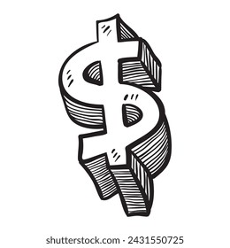dollar icon doodle. hand drawn dollar icon