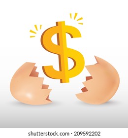 Dollar icon with egg