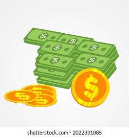 Icono de dólar, diseño plano. Dinero aislado en el fondo blanco. Ilustración vectorial, imagen clip
