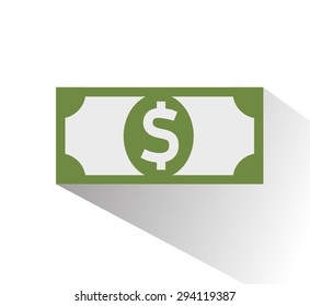 Dollar icon. Flat design style modern vector illustration. Isolated on white background. Flat long shadow icon. Elements in flat design.