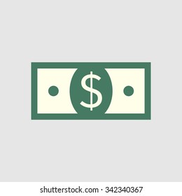 Dollar icon. Flat design style. Vector illustration. 