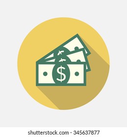 Dollar icon. Flat design style. Vector illustration. 