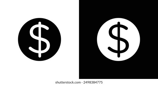 Dollar icon flat line symbol set.