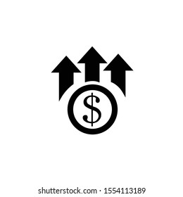 Dollar up Icon Flat Style Isolated Vector Illustration