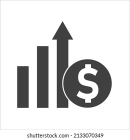 Dollar up Icon Flat Style Isolated Vector Illustration