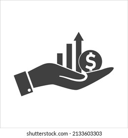 Dollar-Up-Symbol mit flachem Stil, einzelne Vektorgrafik