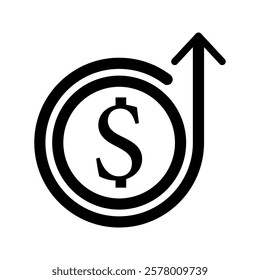 Dollar up Icon Flat Style Isolated Vector Illustration.icon vector illustration, pictogram isolated on white background. color editable