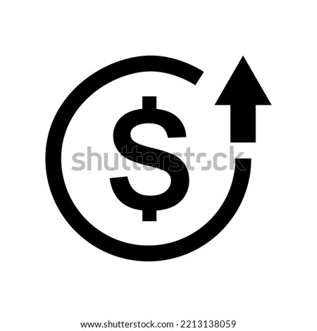 Dollar up Icon Flat Style Isolated Vector Illustration. Vector illustration