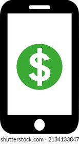 Vector plano de icono del dólar transparente en el teléfono móvil