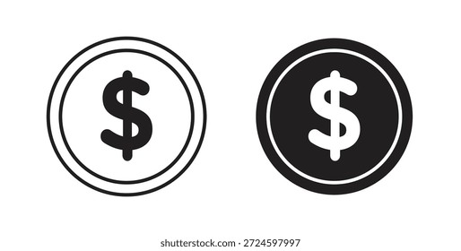 Glifo de icono de dólar y concepto de símbolo de línea delgada.