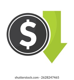 
dollar icon is going down vector illustration