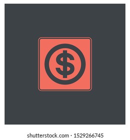 Dollar icon. Gray money isolated on background. 