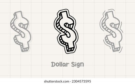 dollar icon hand drawn illustration