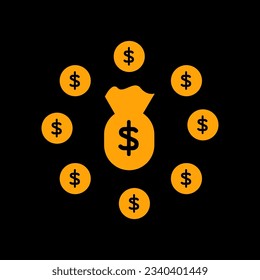 dollar icon illustration with black begrond