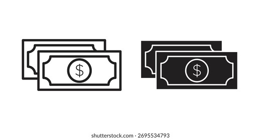 Dollar icon illustrations collection. editable stroke outline and flat style
