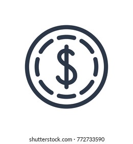 Dollar icon. Isolated cash and dollar icon line style. Premium quality vector cash icon symbol drawing concept for your logo web mobile app UI design.