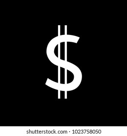 Dollar icon isolated on black background. Trendy dollar icon in flat style. Template for app, ui and logo, vector illustration, eps 10