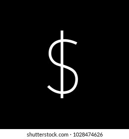 Dollar icon isolated on black background. Trendy dollar icon in flat style. Template for app, ui and logo, vector illustration, eps 10