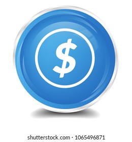 Dollar icon isolated on blue round button vector illustration.
