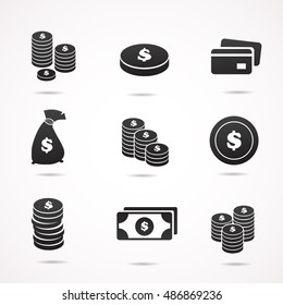 Dollar icon isolated on neutral background. Vector art.