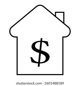 dollar icon isolated on whit background. house. bank sign. logo. symbol