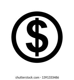 Dollar icon isolated on white background.
