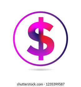 Dollar icon with modern gradient colour