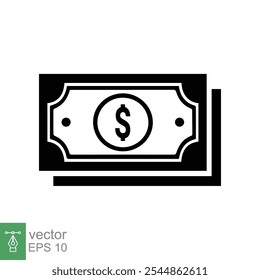 Dollar icon. Money sign, dollar paper bills, cash, financial and banking, business concept. Simple flat style. Vector illustration isolated on white background. EPS 10.