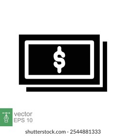 Dollar icon. Money sign, dollar paper bills, cash, financial and banking, business concept. Simple flat style. Vector illustration isolated on white background. EPS 10.