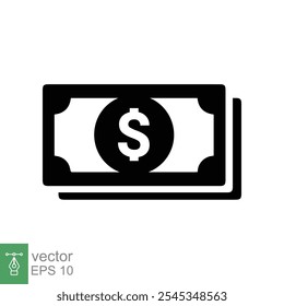 Dollar icon. Money sign, dollar paper bills, cash, financial and banking, business concept. Simple flat style. Vector illustration isolated on white background. EPS 10.