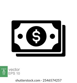 Dollar icon. Money sign, dollar paper bills, cash, financial and banking, business concept. Simple flat style. Vector illustration isolated on white background. EPS 10.