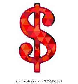 Dollar icon - mosaic style. Red dollar sign. Vector illustration.